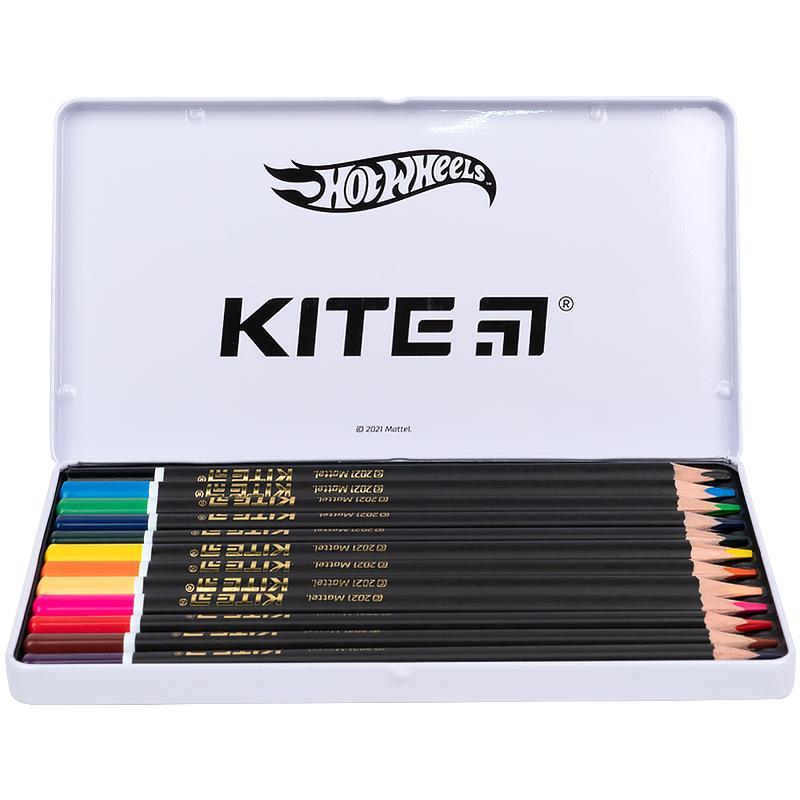 Олівці кольорові тригранні Kite Hot Wheels 12 шт HW21-058