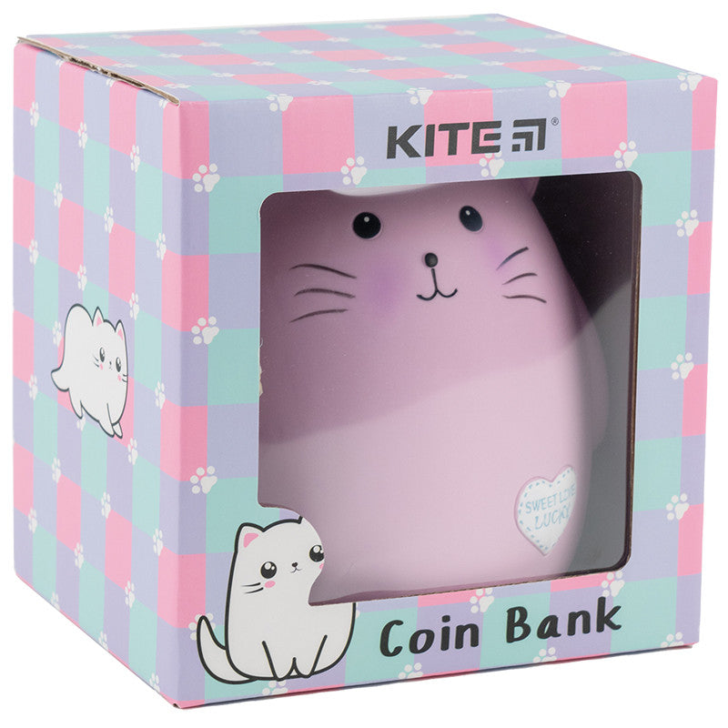 Скарбничка Kite пластикова Pink cat Рожева 15х13х13 см K23-498-2