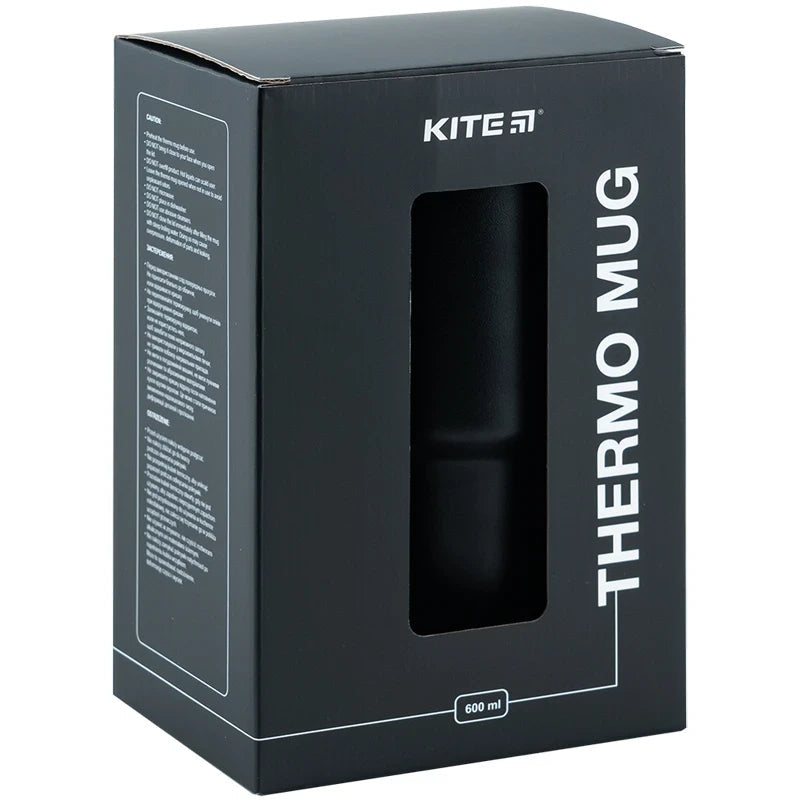 Термокружка з ручкою Kite 600 мл Чорна K24-1207-1