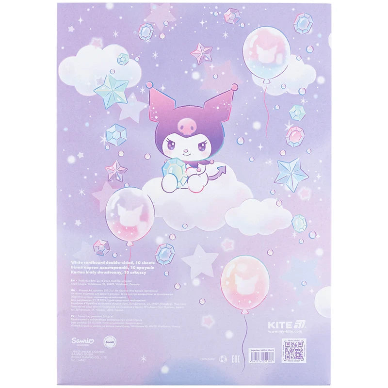 Картон білий Kite Kuromi А4 10 аркушів папка HK24-254-2