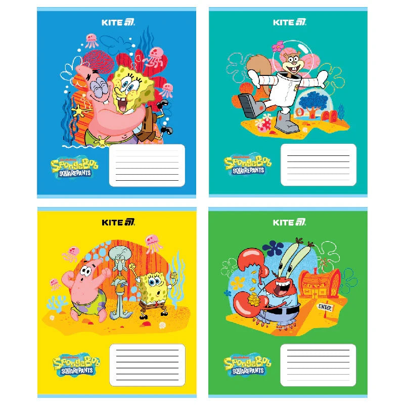 Зошит шкільний Kite SpongeBob SquarePants, 12 аркушів, Коса лінія SB25-235