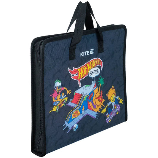 Папка-портфель на блискавці Kite Hot Wheels HW25-202, 1 відділення, A4