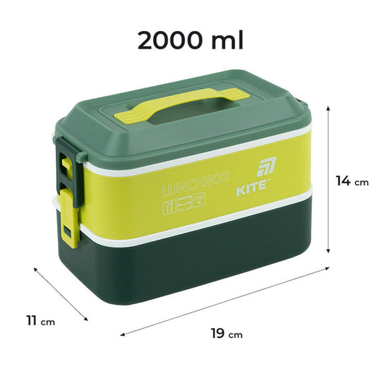 Ланчбокс подвійний Kite з наповненням 2000 мл зелений k25-1184-3