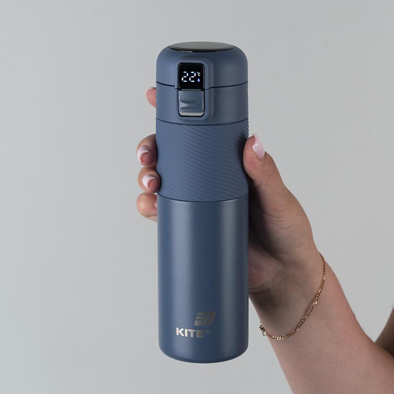Термос з термодатчиком 450 мл синій k25-1227-2