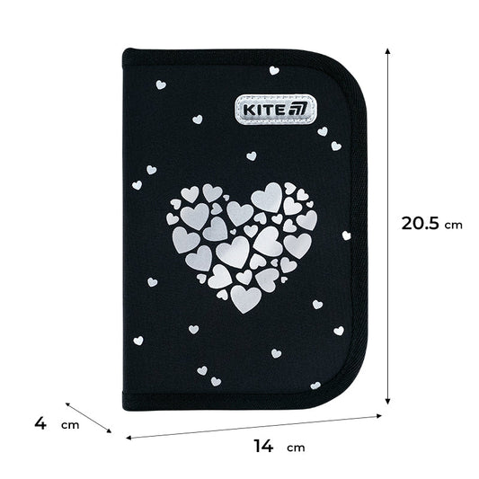 Пенал без наповнення Kite Black&Silver K26-622-5, 1 відділення, 2 відвороти