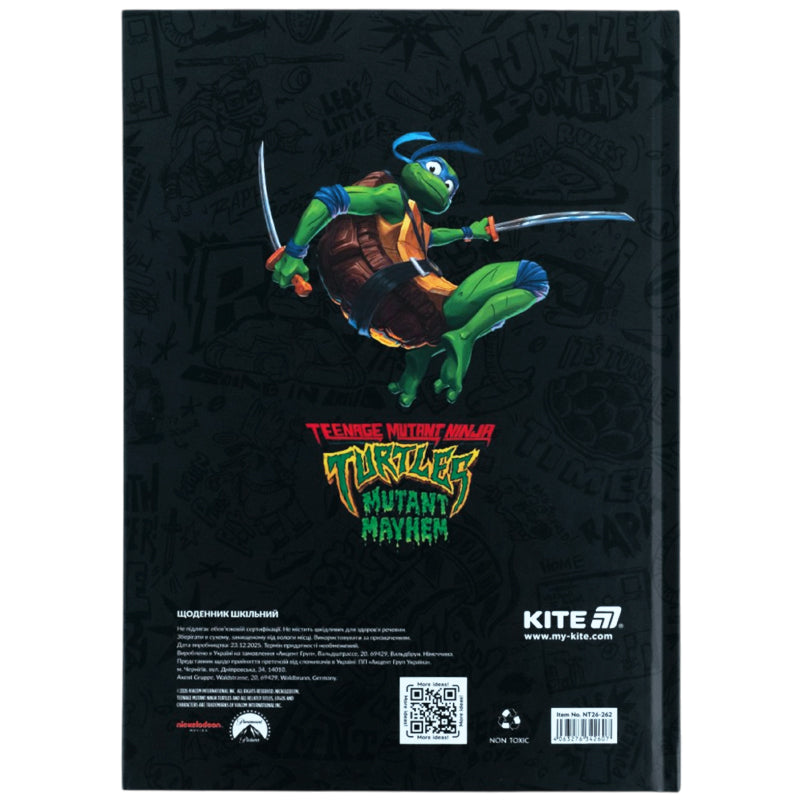 Щоденник шкільний Kite Ninja Turtles NT26-262, тверда обкладинка