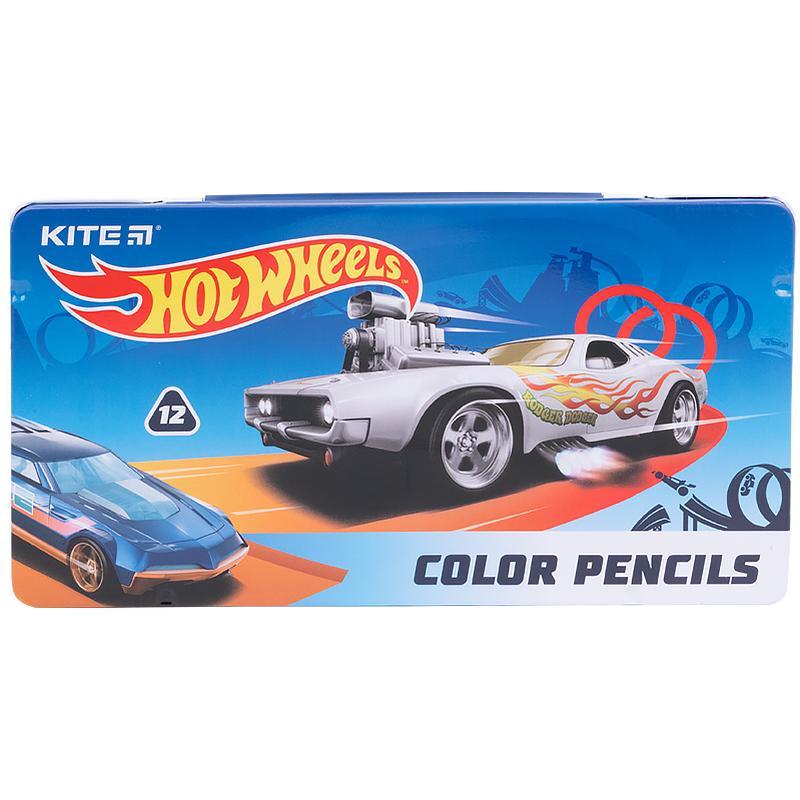Олівці кольорові тригранні Kite Hot Wheels 12 шт HW21-058