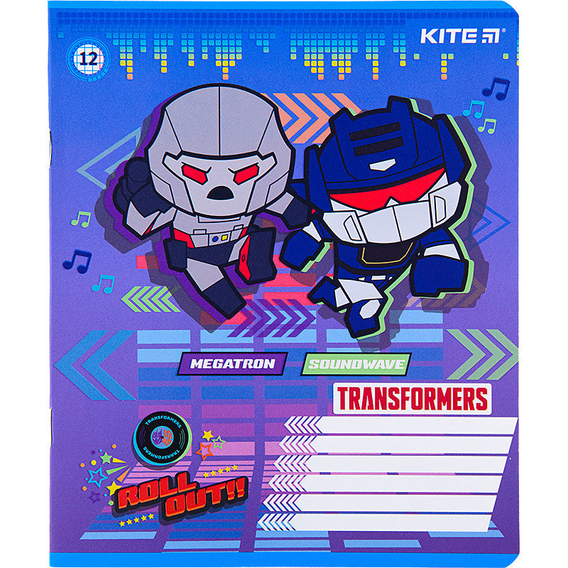Зошит шкільний Kite Transformers, 12 аркушів, клітинка TF22-232