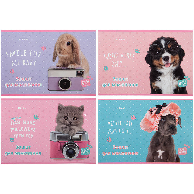 Зошит для малювання Kite Studio Pets 12 аркушів SP23-241