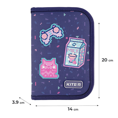 Пенал з наповненням Kite Pixel Love 1 відділення 2 відвороти K24-622H-5