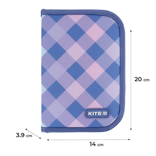 Пенал без наповнення Kite Purple Chequer 1 відділення 2 відвороти  K24-622-3