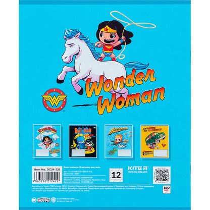 Зошит шкільний Kite DC Comics, 12 аркушів, коса лінія DC24-235