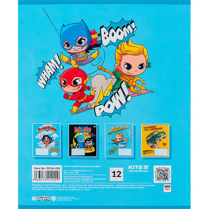 Зошит шкільний Kite DC Comics, 12 аркушів, коса лінія DC24-235