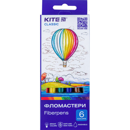 Фломастери Kite Classic 6 шт 6 кольорів K-446