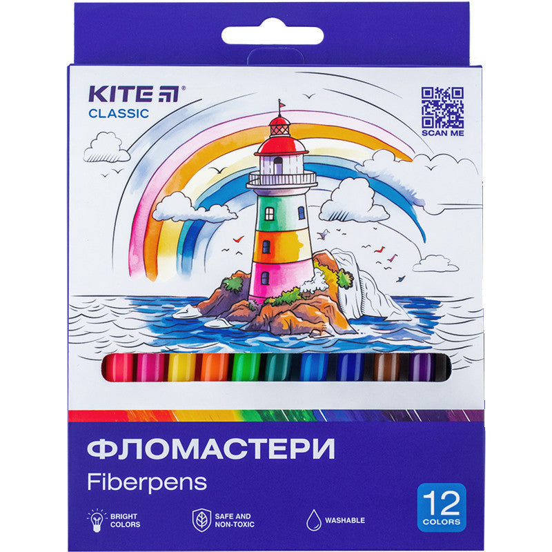 Фломастери Kite Classic 12 шт 12 кольорів K-447