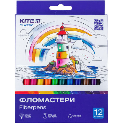 Фломастери Kite Classic 12 шт 12 кольорів K-447