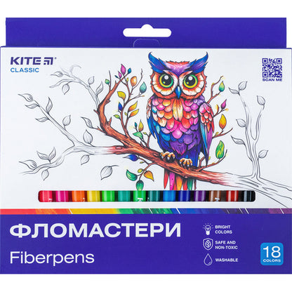 Фломастери Kite Classic 18 шт 18 кольорів K-448