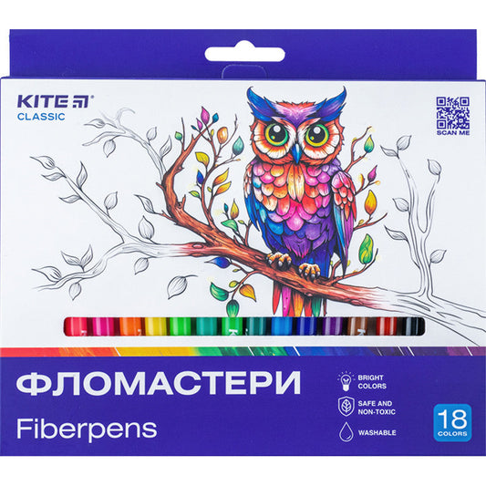 Фломастери Kite Classic 18 шт 18 кольорів K-448