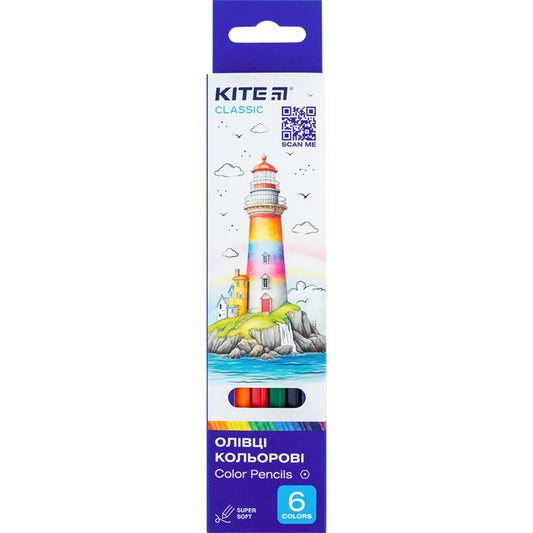Олівці кольорові Kite Classic 6 шт K-050