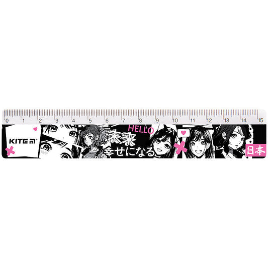 Лінійка пластикова Kite Anime K24-090-3, 15 см