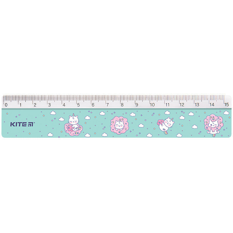 Лінійка пластикова Kite Rainbow Catcorn K24-090-2, 15 см