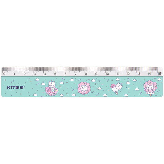 Лінійка пластикова Kite Rainbow Catcorn K24-090-2, 15 см