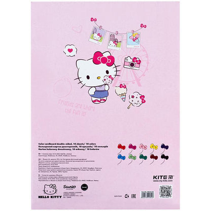 Картон кольоровий двосторонній Kite Hello Kitty А4 10 аркушів 10 кольорів HK24-255-1
