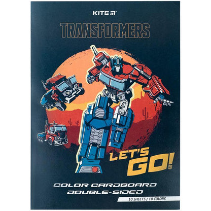 Картон кольоровий двосторонній Kite Transformers А4 10 аркушів 10 кольорів TF24-255
