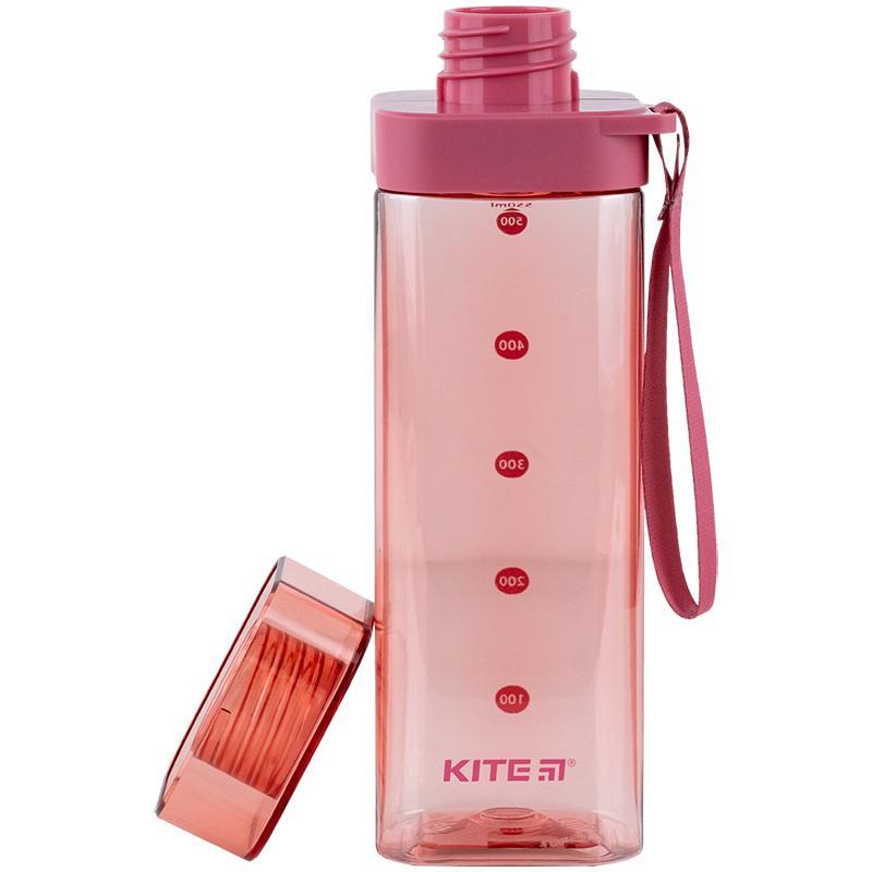 Пляшечка для води квадратна Kite 550 мл Рожева K24-1209-3