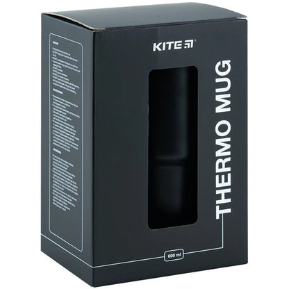 Термокружка з ручкою Kite 600 мл Чорна K24-1207-1