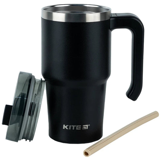 Термокружка з ручкою Kite 600 мл Чорна K24-1207-1