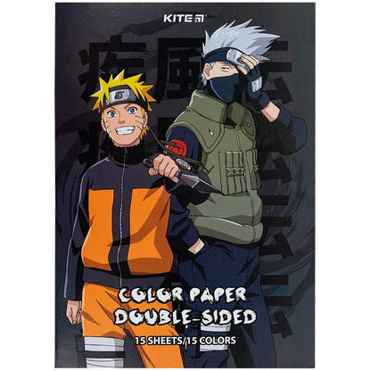 Набір двостороннього кольорового паперу Kite Naruto 15 кольорів A4 NR24-250