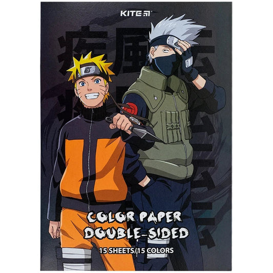 Набір двостороннього кольорового паперу Kite Naruto 15 кольорів A4 NR24-250