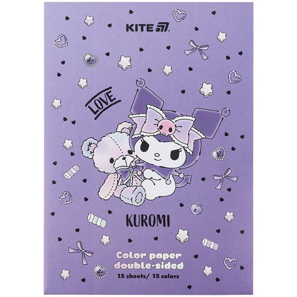 Набір кольорового двостороннього паперу Kite Kuromi 15 кольорів А4 HK24-250-2