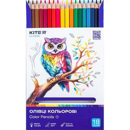 Олівці кольорові Kite Classic 18 кольорів 18 шт K-052
