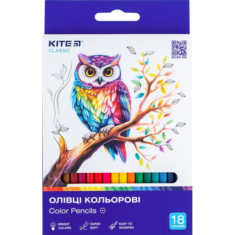 Олівці кольорові Kite Classic 18 кольорів 18 шт K-052