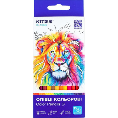 Олівці кольорові двосторонні Kite Classic 12/24 шт K-054