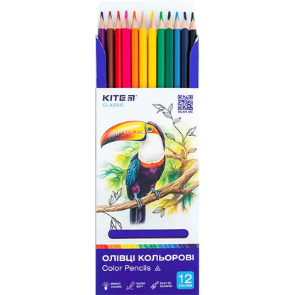 Олівці кольорові тригранні Kite Classic 12 шт K-053