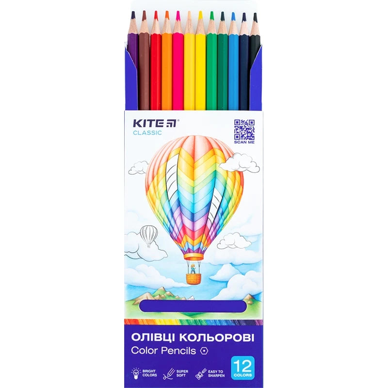 Олівці кольорові Kite Classic 12 шт 12 кольорів K-051
