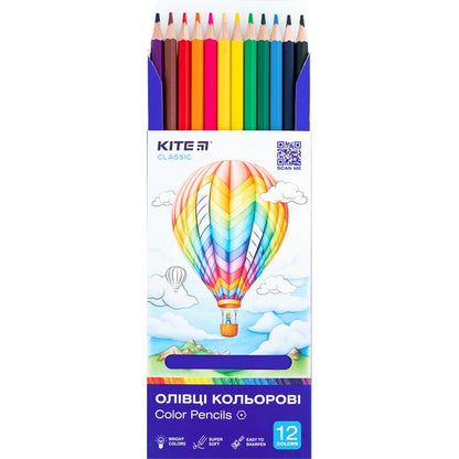 Олівці кольорові Kite Classic 12 шт 12 кольорів K-051