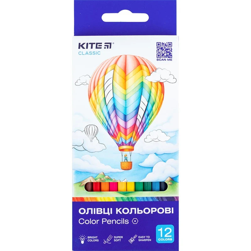 Олівці кольорові Kite Classic 12 шт 12 кольорів K-051