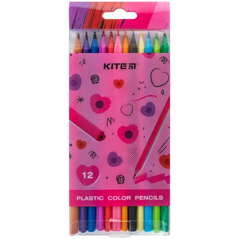 Олівці кольорові пластикові Kite Heart 12 шт K24-049-2