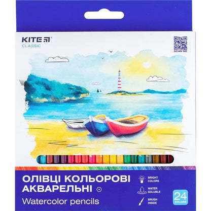 Олівці кольорові акварельні Kite Classic 24 шт 24 кольорів K-1050