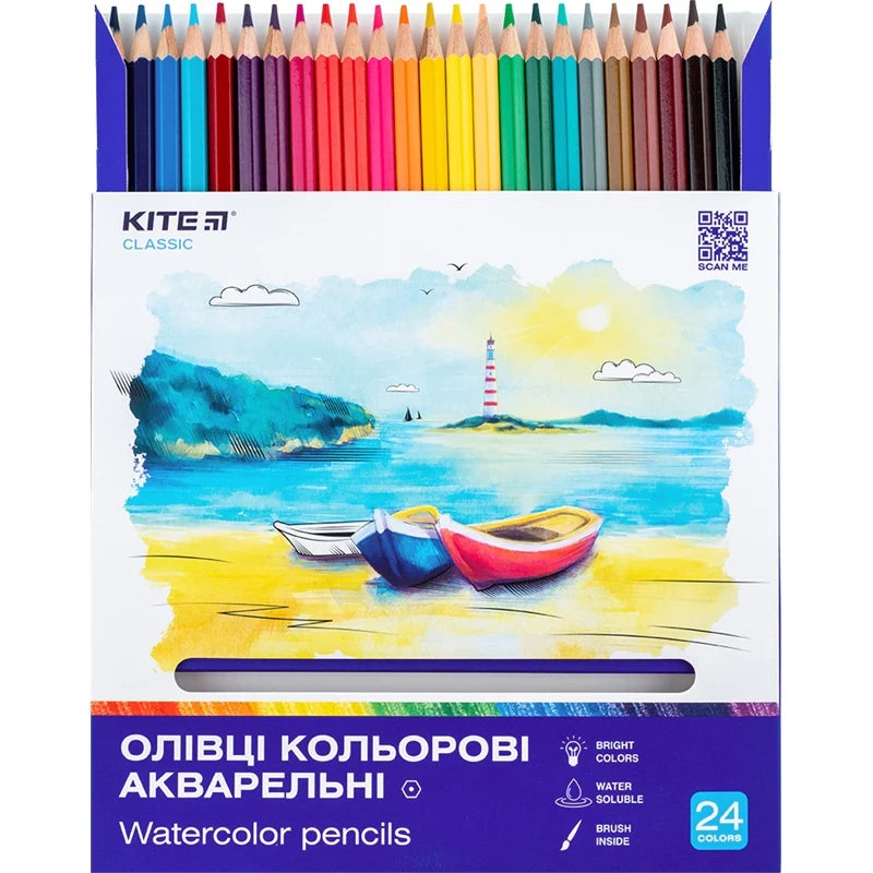 Олівці кольорові акварельні Kite Classic 24 шт 24 кольорів K-1050