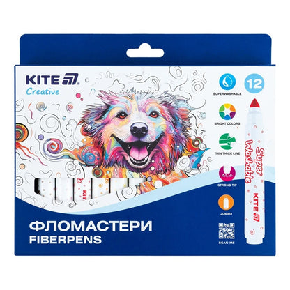 Фломастери Kite Creative Superwashable Jumbo 12 кольорів K-1155