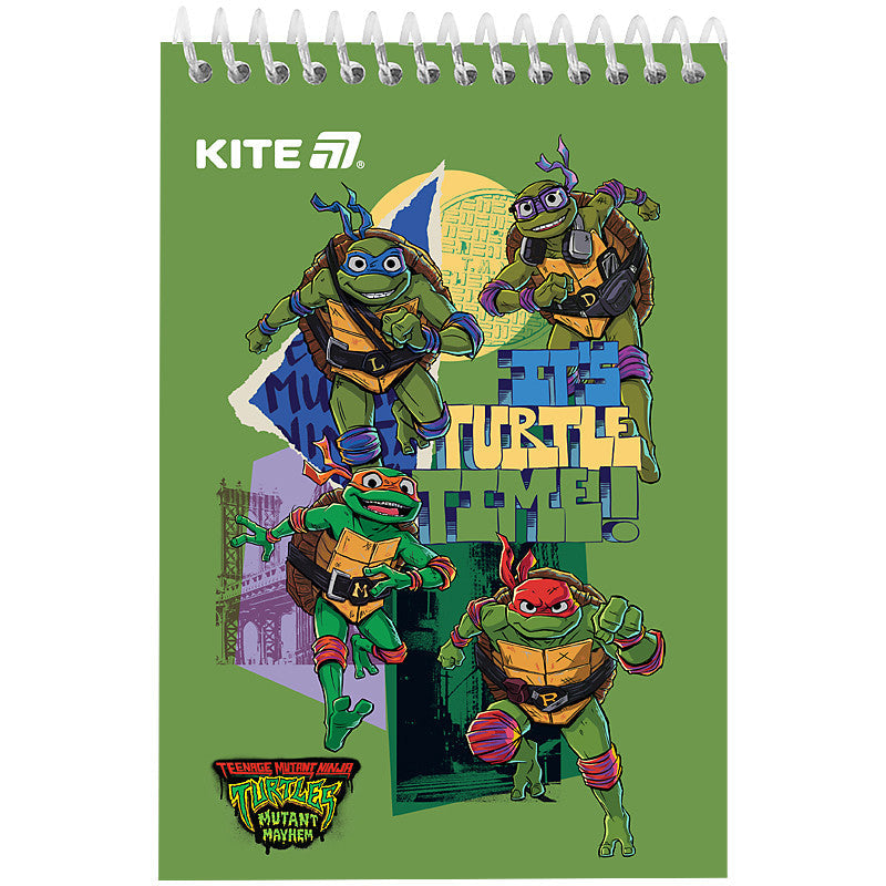 Блокнот на спіралі Kite Ninjia Turtles А6 48 аркушів нелінований NT25-196