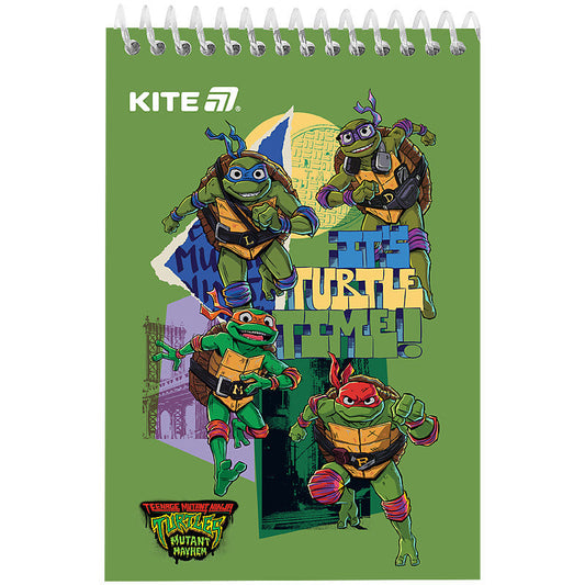 Блокнот на спіралі Kite Ninjia Turtles А6 48 аркушів нелінований NT25-196