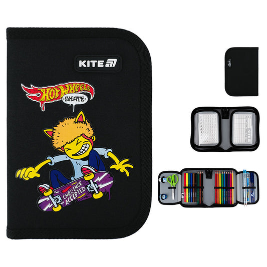 Пенал з наповненням Kite Hot Wheels Skate 1 відділення 2 відвороти HW25-622H-2