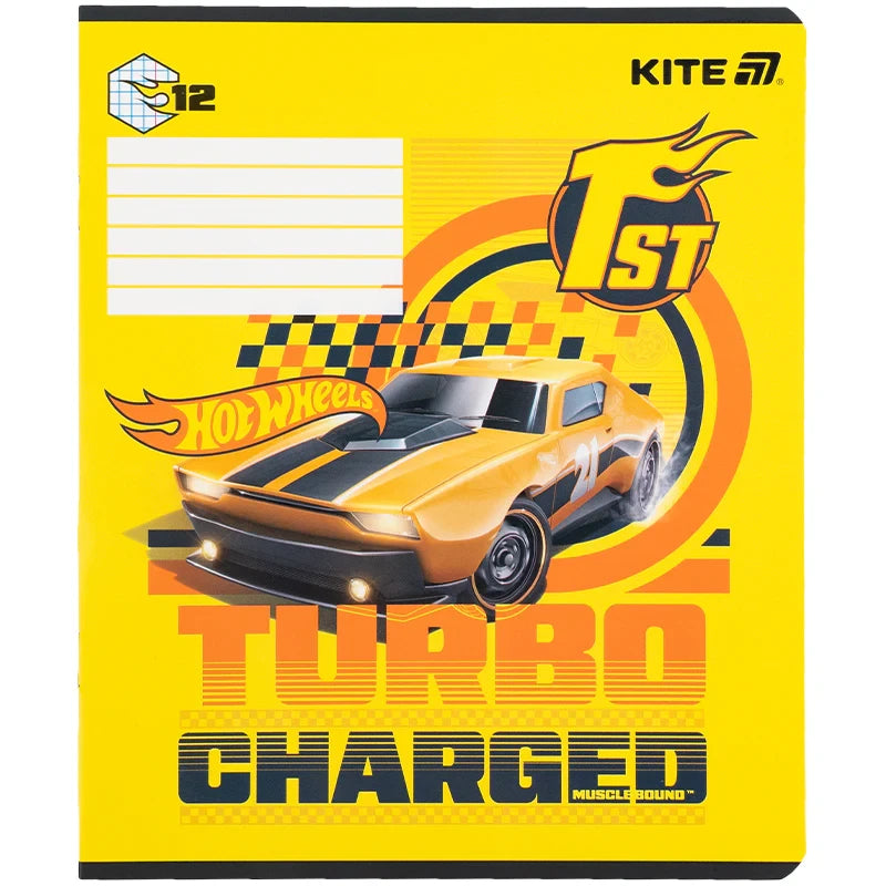 Зошит шкільний Kite Hot Wheels, 12 аркушів, клітинка HW25-232-1