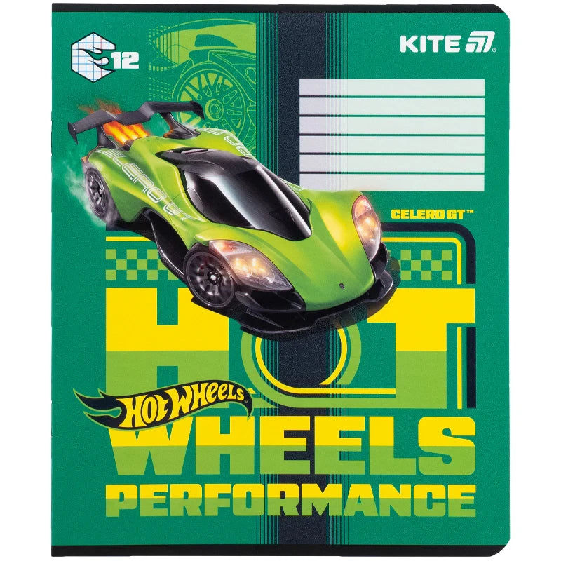 Зошит шкільний Kite Hot Wheels, 12 аркушів, клітинка HW25-232-1